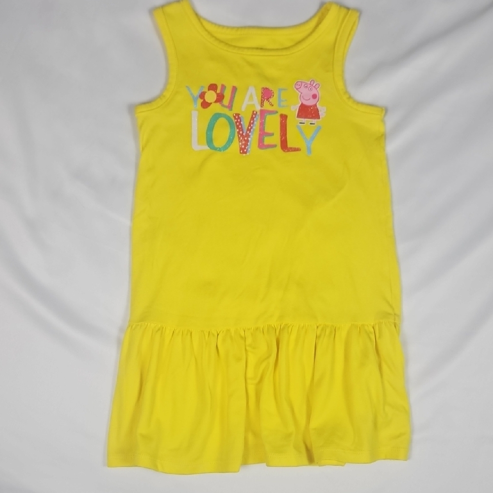 Peppa Pig 3T Tank Dress Bright Yellow Relaxed Fit Soft Sleeveless T7